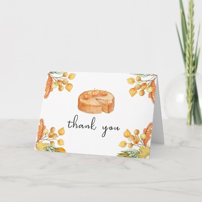 Unique Rustic Cutie Pumpkin Pie Fall Baby Shower Thank You Card (Front)