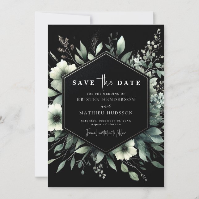 Unique Rustic Flowers Sage Green Wedding Save The Date (Front)