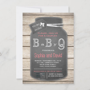 Unique Rustic Mason Jar Chalkboard Baby Shower Invitation