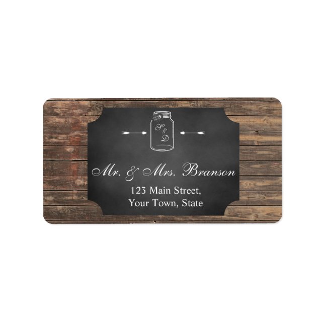 Unique Rustic Mason Jar Chalkboard Custom Monogram Label (Front)