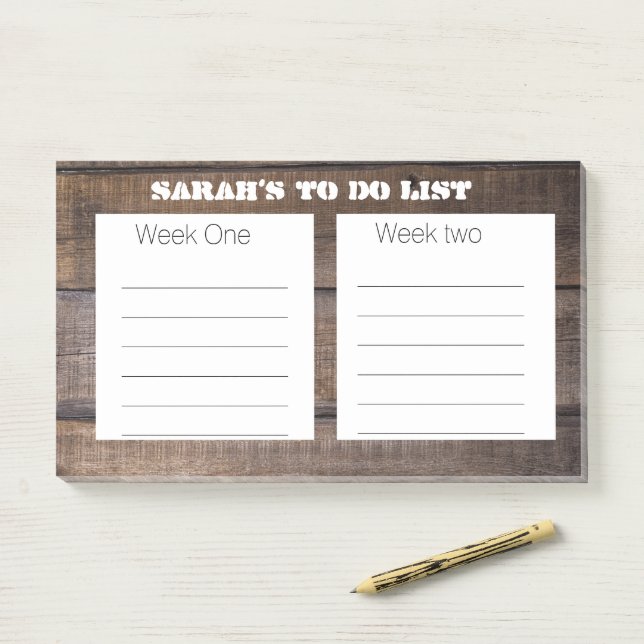 Unique Rustic Organized Things To Do List Custom Post-it Notes (On Desk)