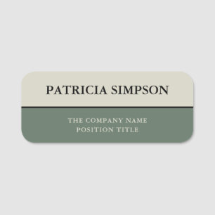 Unique Sage Green and Beige Ecru Elegant Name Tag