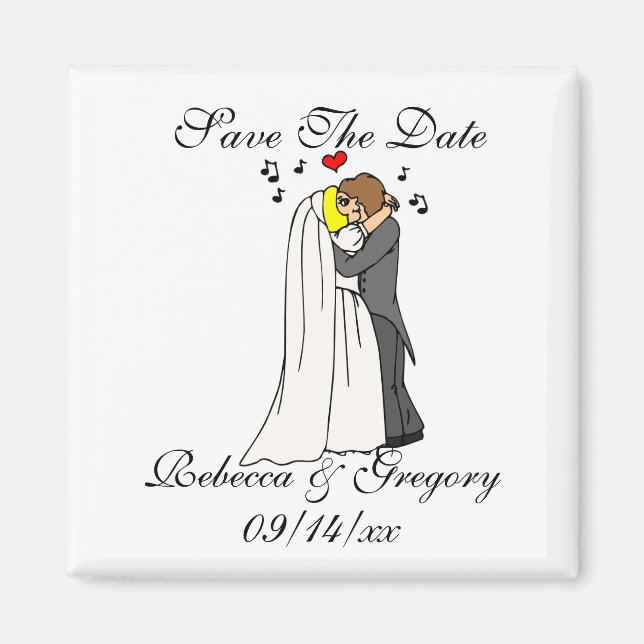 Unique Save The Date Magnets Bride Groom Dance (Front)