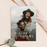 Unique Script Photo Wedding Thank You Card<br><div class="desc">Express your gratitude with our Unique Script Photo Wedding Thank You Card. This card combines a personal wedding photo with elegant black script, offering a stylish way to thank your guests. Perfect for minimalist or destination weddings, it features a simple yet sophisticated design. Each card is a heartfelt reminder of...</div>