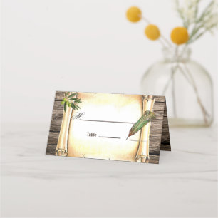 Unique Scroll & Feather Pen Table Place Card