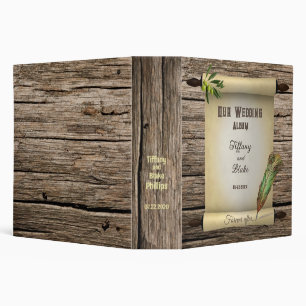 Unique Scroll & Feather Pen Wedding  Binder