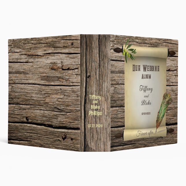 Unique Scroll & Feather Pen Wedding  Binder (Background)