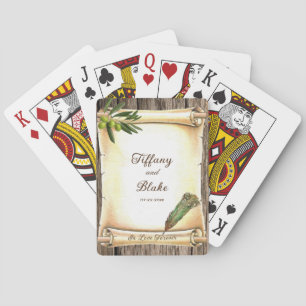 Unique Scroll & Feather Pen Wedding Playing Cards