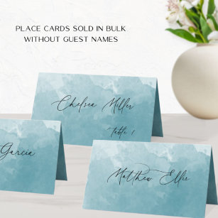 Unique Sea Glass Watercolor Background Folded Plac Place Card