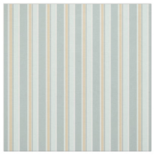 Unique Seafoam Green White Tan Stripe Art Fabric