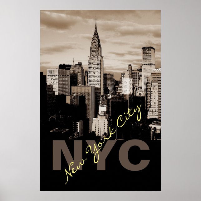 Unique Sepia New York City Poster (Front)