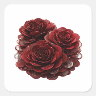 Unique Silver RED ROSES AND COINS Sticker Print