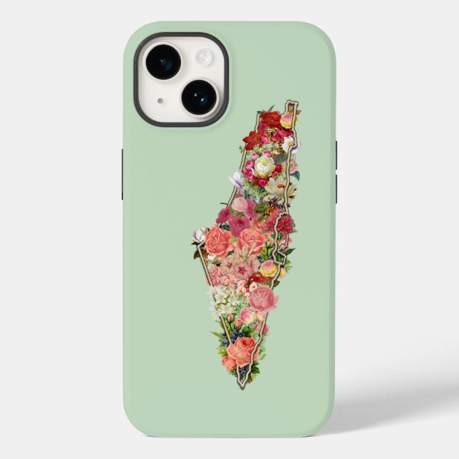 Unique Simple Classic Floral Palestine Map Case-Mate iPhone Case (Back)