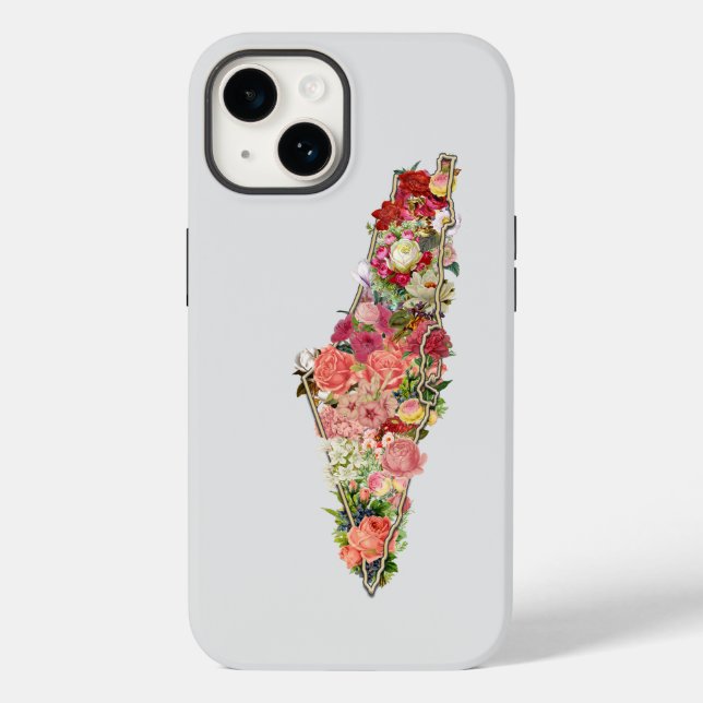 Unique Simple Classic Floral Palestine Map Case-Mate iPhone Case (Back)