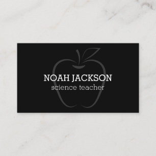 Unique Simple Minimalist White on Black Teacher Business Card
