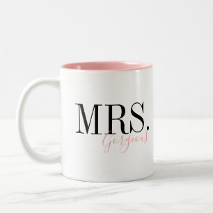 Unique simple personalized Mrs gorgeous couples Two-Tone Coffee Mug