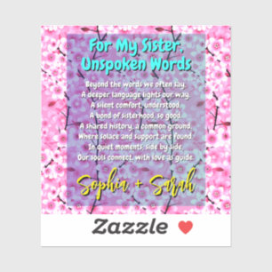 Unique Sister Poem Sticker for Her 