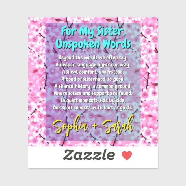 Unique Sister Poem Sticker for Her  (Sheet)