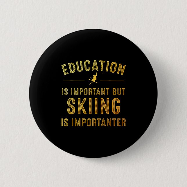 Unique Skiing Art For Men Women Kids Skier Mountai 2 Inch Round Button (Front)