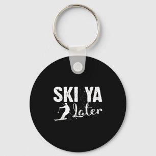 Unique Skiing Art For Men Women Kids Skier Mountai Keychain