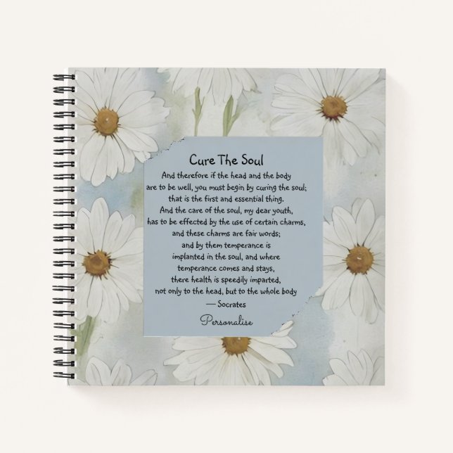 Unique Socrates Soul Health Quote Daisy Journal (Front)