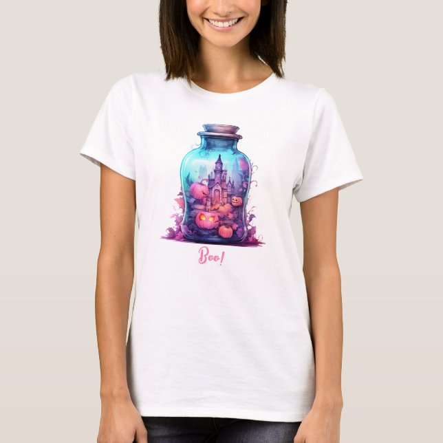 Unique Soft pastel pink and blue Halloween Party T-Shirt (Front)