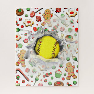 Unique Softball Holiday Gift Jigsaw Puzzle