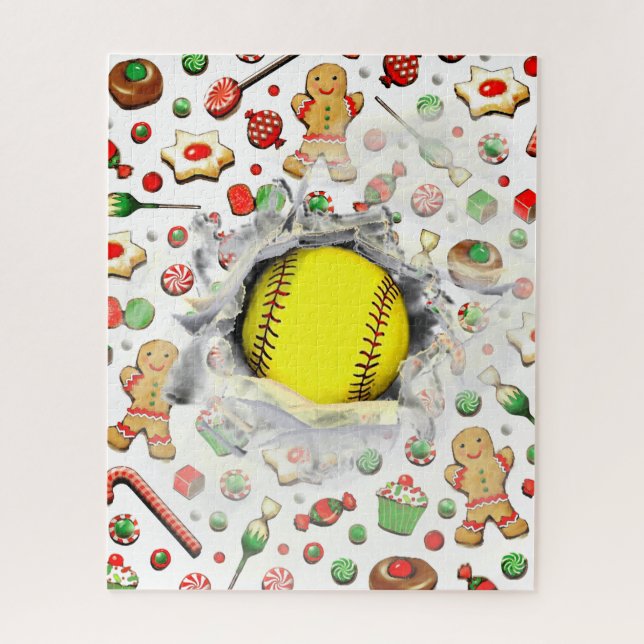 Unique Softball Holiday Gift Puzzle (Vertical)