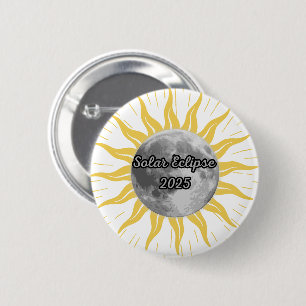 Unique Solar Eclipse 2025 Moon and Sun 2 Inch Round Button
