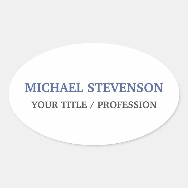 Unique Special Classical Blue White Oval Sticker (Front)