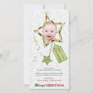 Unique Star Baby's First Christmas Photo Card