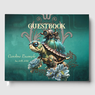 Unique steampunk turtle. guest book