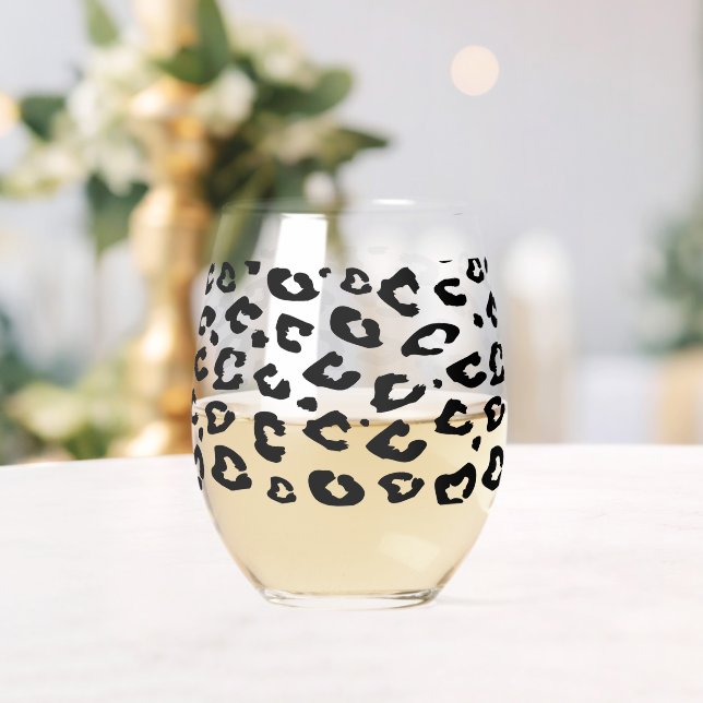 Unique stemless wine glass with leopard print (Insitu (Wedding))