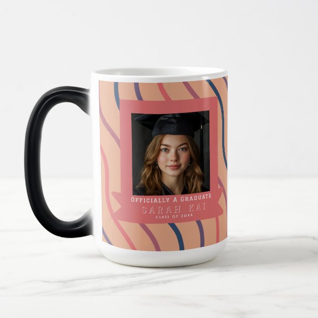 Unique Stripe Pattern Mom Graduation Gift Magic Mug (Left)