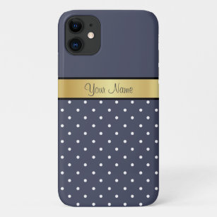 Unique Style Delft Blue & White Dots, Gold Ribbon iPhone 11 Case