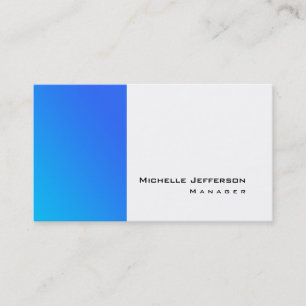 Unique Stylish Blue White Modern Plain Simple Business Card