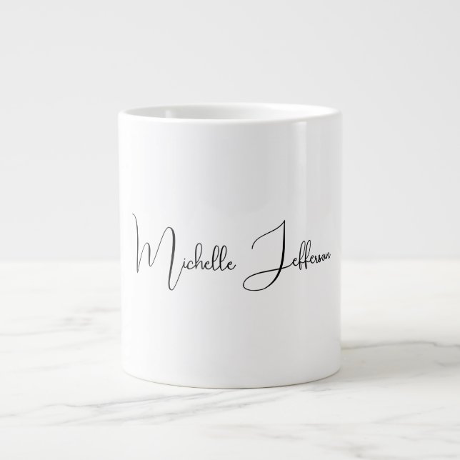 Unique Stylish Modern Plain Calligraphy Large Coffee Mug (Front)