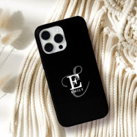 Unique Stylish Name and Monogram Typography Black