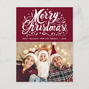 unique stylish script modern christmas postcard