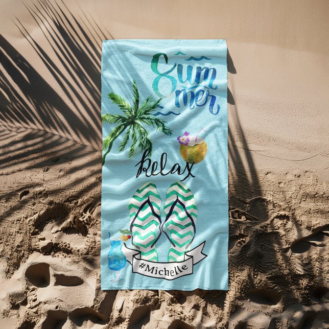 Unique Summer Beach Relaxation Time Personalized  Towel (Creator Uploaded)