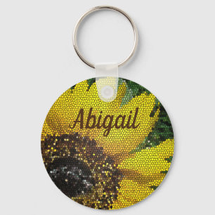 Unique Sunflower Bright Yellow Flower Mosaic Keychain