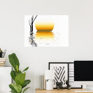 Unique Sunset Design Wall Sticker Poster