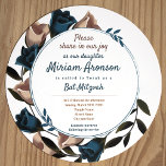 Unique Teal Beige Roses Bat Mitzvah Invitation<br><div class="desc">These circular teal & beige rose Bat Mitzvah invitations have beautiful envelopes,  return-address labels,  and party favours. These elegant teal rose batmitzvah invitations are easy to personalize,  and other sizes and shapes are available.  A part of the teal,  burgundy,  wine rose Bat Mitzvah invitation collection.</div>