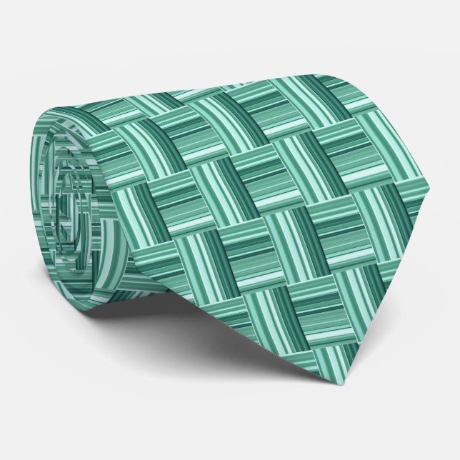Unique Teal Green Pattern  Tie (Rolled)