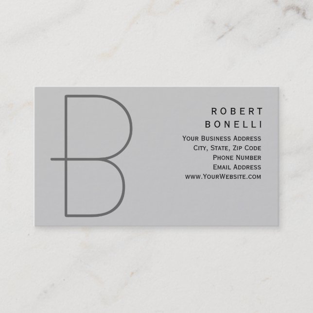 Unique tendance Monogram Grey Carte de visite (Devant)
