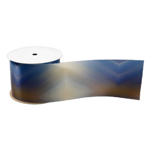 Unique Textured Blue Gold Background Satin Ribbon