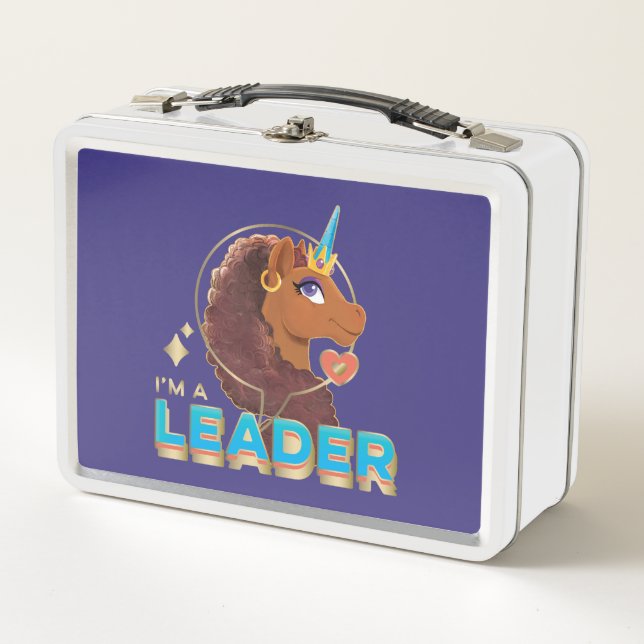 Unique the Unicorn “I’m a Leader” Design Metal Lunch Box (Front)