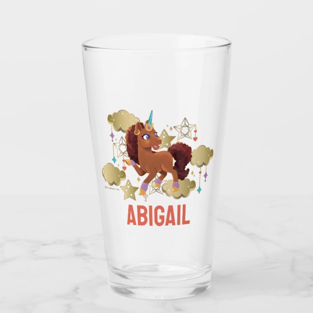 Unique the Unicorn Stars & Clouds Glass (Front)
