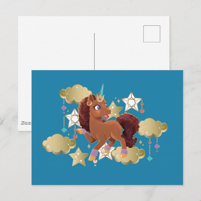 Unique the Unicorn Stars & Clouds Postcard (Front/Back)