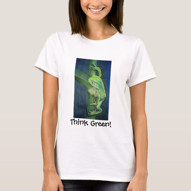 Unique Think Green Frog Global Warming Customized T-Shirt (Front)